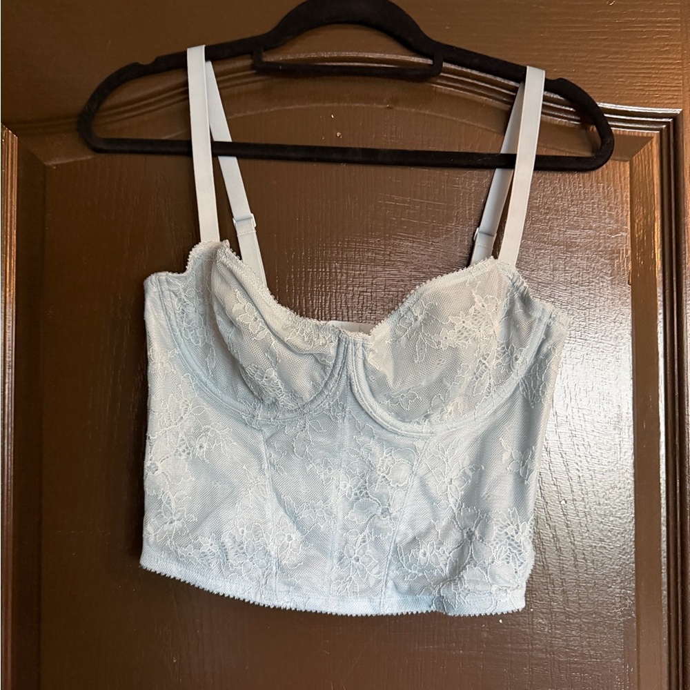 Light Blue Skims Lace Bustier Top